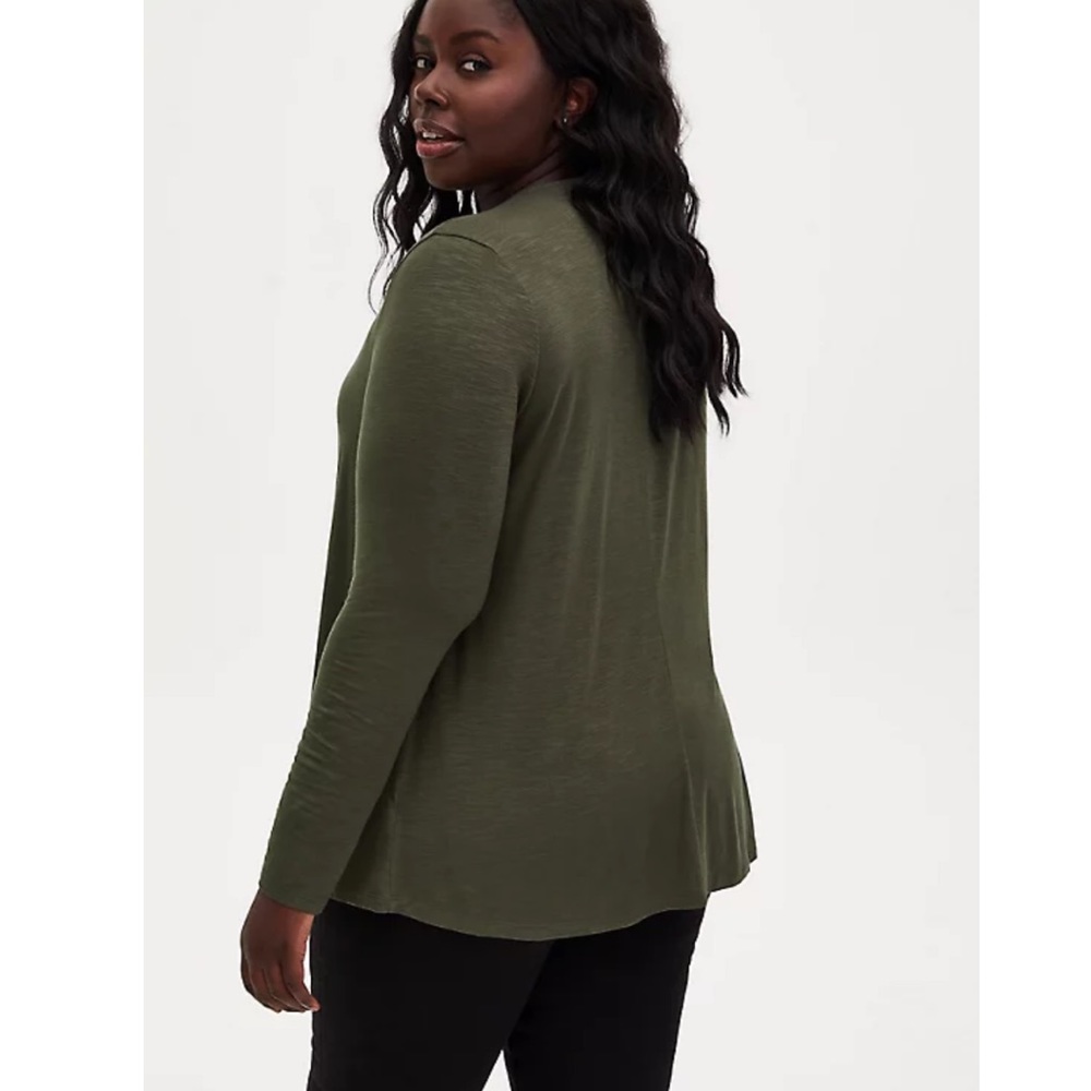 Super Soft Olive Green Drape Front Cardigan - Picture 4 of 5